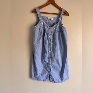 Vintage Gilligan & O'Malley Size XXL Blue Floral Trim 100% Cotton Sleepwear